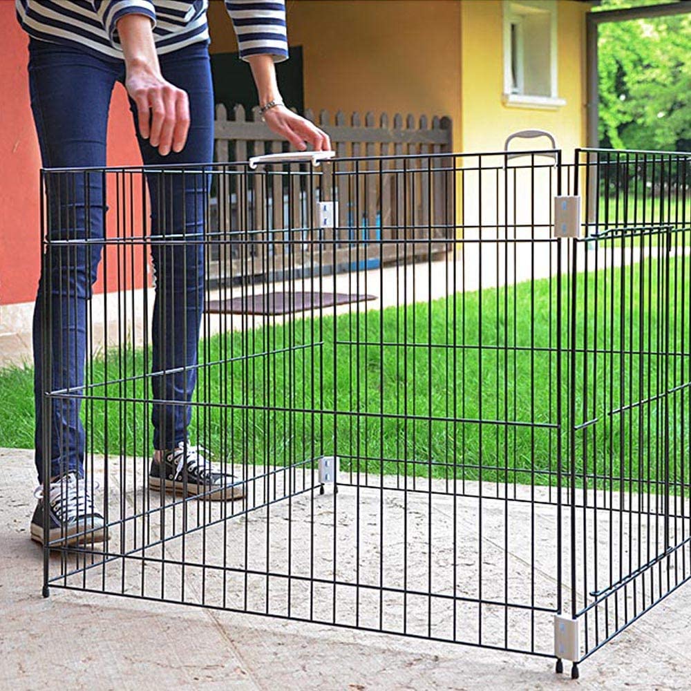  Ferplast Parque para Cachorros Corral para Perros Dog Training Recinto de Alambre de Interior Plegable, Patas Antideslizantes, Robusto Metal Pintado Negro, Asas ergonómicas, 80 x 80 x h 62 cm 