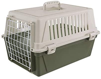  Ferplast Transportín rígido para Perros de Talla pequeña y Gatos Atlas 10 EL, Caja de Transporte, Plástico, Puerta de Acero plastificado, Rejillas de ventilación, 32,5 x 48 x h 29 cm Verde 