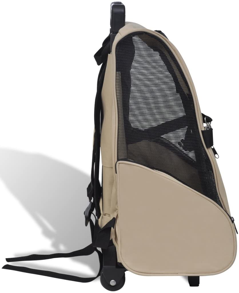  Festnight Bolso con Ruedas para Perros Gatos Trolley Mochila de Tranporte para Mascotas Plegable Beige 