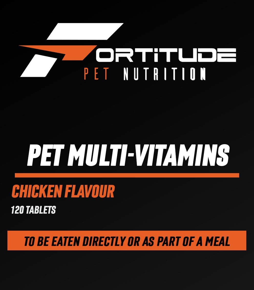  Fortitude Pet Nutrition Multivitaminas para Mascotas | Suplemento multivitamínico para Perros | 120 tabletas masticables con Sabor a Pollo 