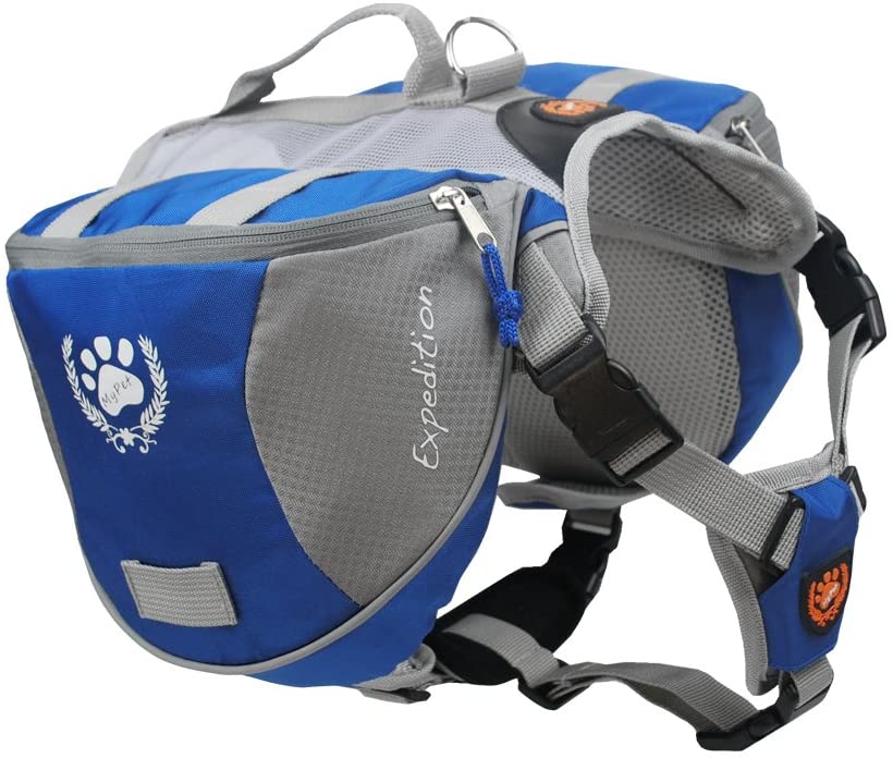  Fosinz Mochila para Perros Carrier Ajustable Reflectante Impermeable Alforja para Perros Mochila para Perros Grandes y medianos Al Aire Libre Que viajan Senderismo Acampada Entrenamiento-M 