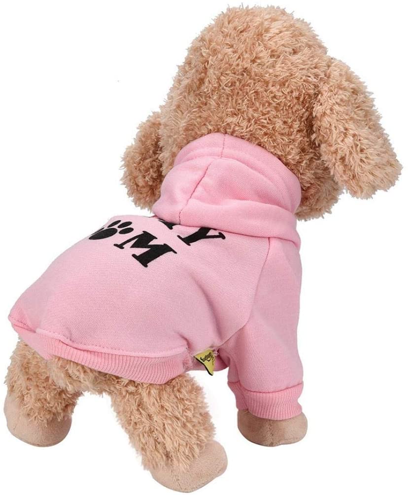  Fossrn Ropa Perro Pequeño Chihuahua Yorkshire Sudadera con Capucha - I MY MOM Invierno Ropa para Mascota Cachorro 