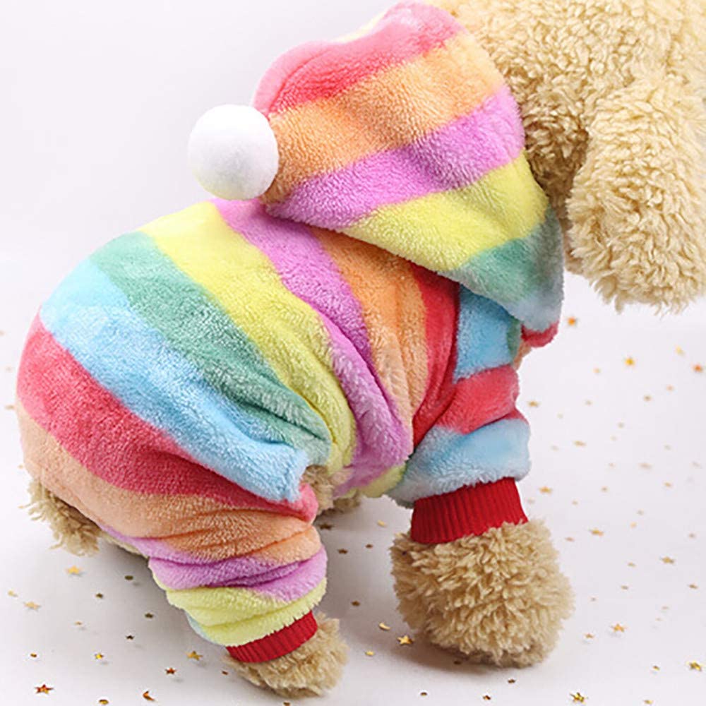  Fossrn Ropa Perro Pequeño Invierno Franela Sudadera con Capucha Colorido de Arcoiris Lunar Abrigo Jersey para Mascota Chihuahua Yorkshire Cachorro 