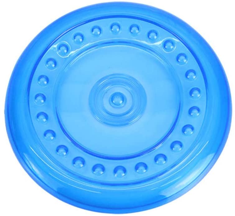  Frisbee para perros, Juguete para morder, Frisbee suave para mascotas, Frisbee para entrenamiento, Material de TPR, Sin pulpa / Mordida No está mal / Curva arbitraria, Translúcido azul, Sensación inte 