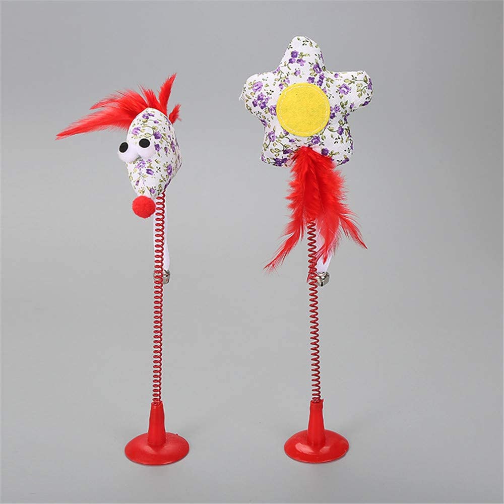  Frpower Gato De Plumas Los Juguetes con Ventosa, Gatito Interactivo Juguetes Pluma Wand Juego Divertido Palillos para 2Pcs Mascotas Ingenio Gato 