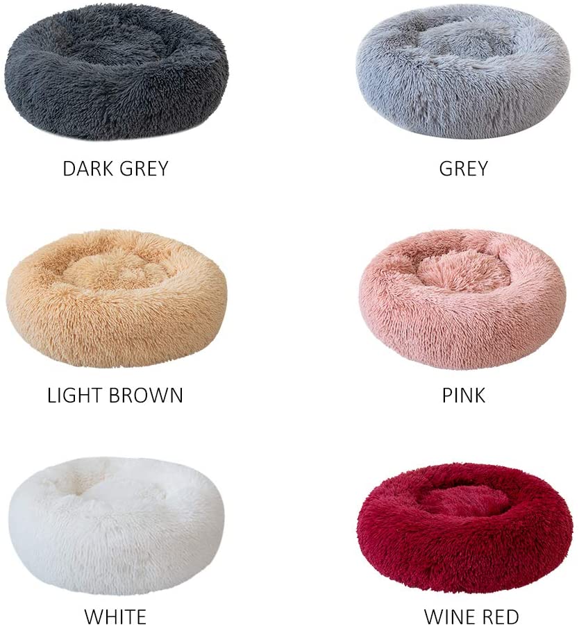  Galapara Cama para Mascotas Deluxe Plush Redonda de Pelo Nido de Donut con Cojín Perro Invierno Portátil Cálido Suave y cómodo Perrera Profundo para Mascotas Gatos y Perros Pequeños 27.56 * 7.87in 