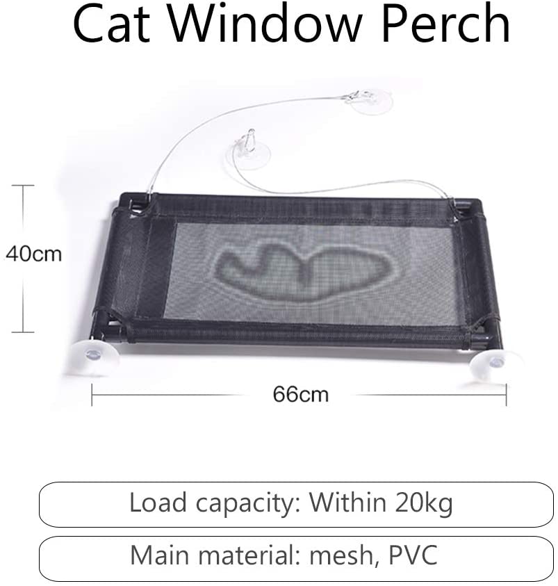  Galapara Hamaca para Gato,Ventosas Cama Colgante Mascota, Hamaca para Ventana De Gato O Perca, Enfriamiento Transpirable, Cama De Hamaca para Tomar El Sol para Cat, Grande De hasta 20 Kg, 66cm*40cm 