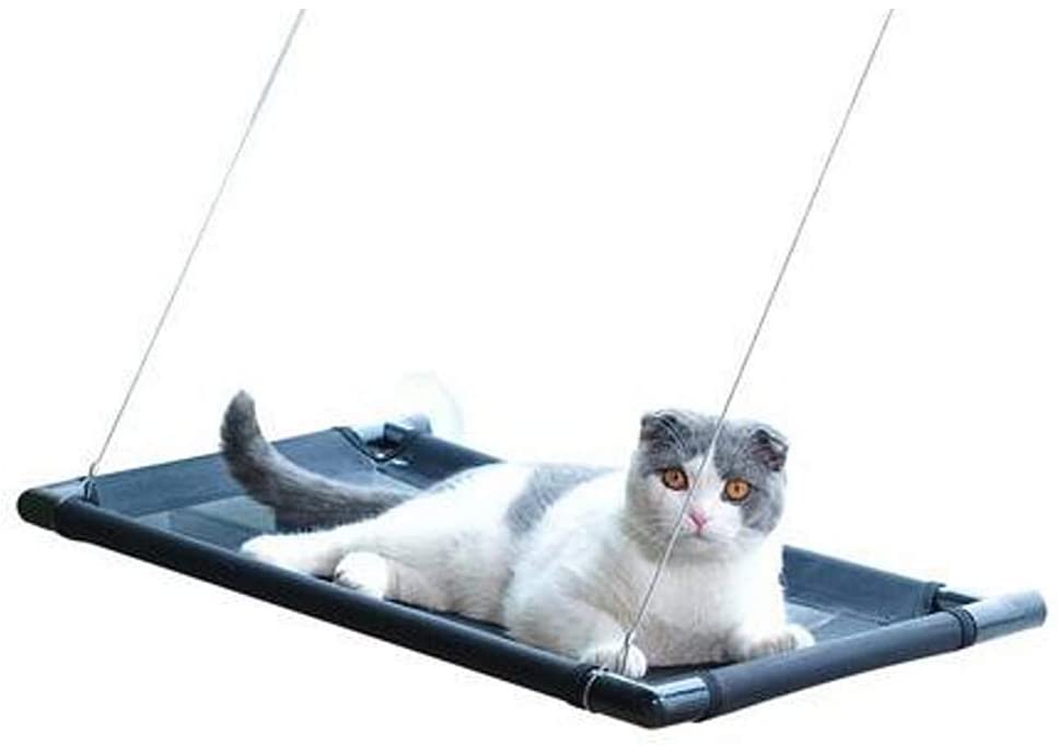  Galapara Hamaca para Gato,Ventosas Cama Colgante Mascota, Hamaca para Ventana De Gato O Perca, Enfriamiento Transpirable, Cama De Hamaca para Tomar El Sol para Cat, Grande De hasta 20 Kg, 66cm*40cm 