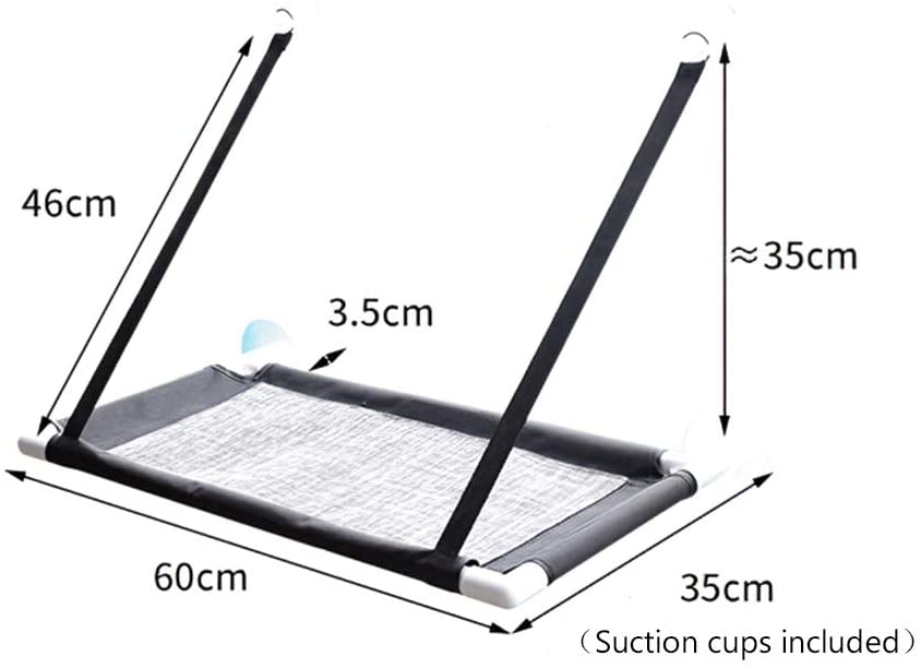  Galapara Hamaca para Ventana de Gato, Cama Asiento Colgante con 4 Ventosas Grandes para Tomar la Siesta y Tomar el Sol (Puede Soportar hasta 10 kg) 60 * 35 * 35cm 