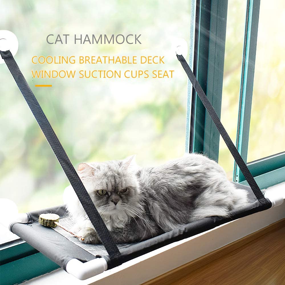  Galapara Hamaca para Ventana de Gato, Cama Asiento Colgante con 4 Ventosas Grandes para Tomar la Siesta y Tomar el Sol (Puede Soportar hasta 10 kg) 60 * 35 * 35cm 