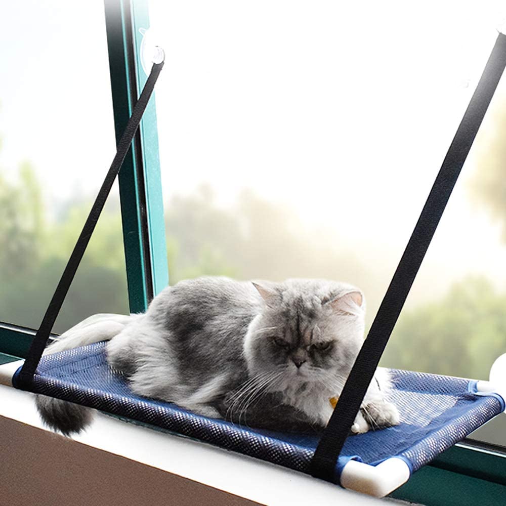  Galapara Hamaca para Ventana de Gato, Hamaca Cama Enfriamiento Malla Transpirable Cubierta Ventana Succionador Asiento Hamaca de Verano para Gatos Gatitos 