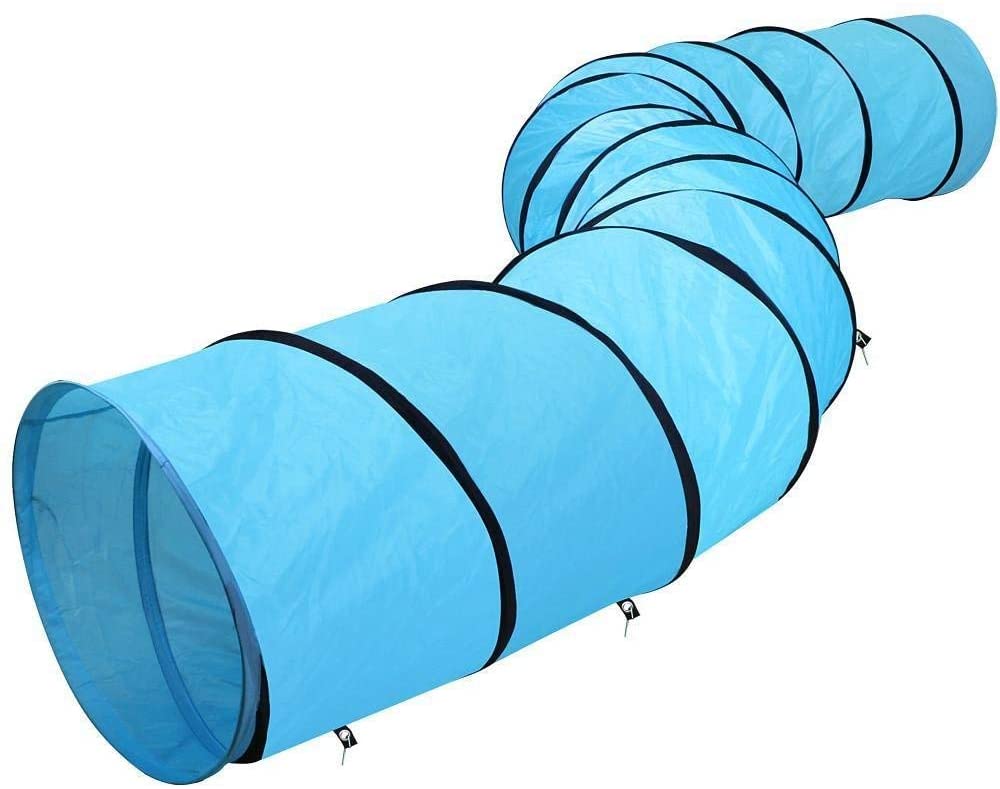  GCSEY Juego De Túnel De Entrenamiento Agility para Mascotas con Clavijas con Estuche, Azul (Dia-60Cm, Longitud-546 Cm) 