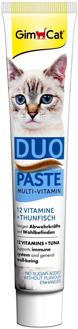  GimCat – Dúo multivitamínico en Pasta | 12 valiosas vitaminas Que fortalecen el Sistema inmunológico, sin azúcar añadido 