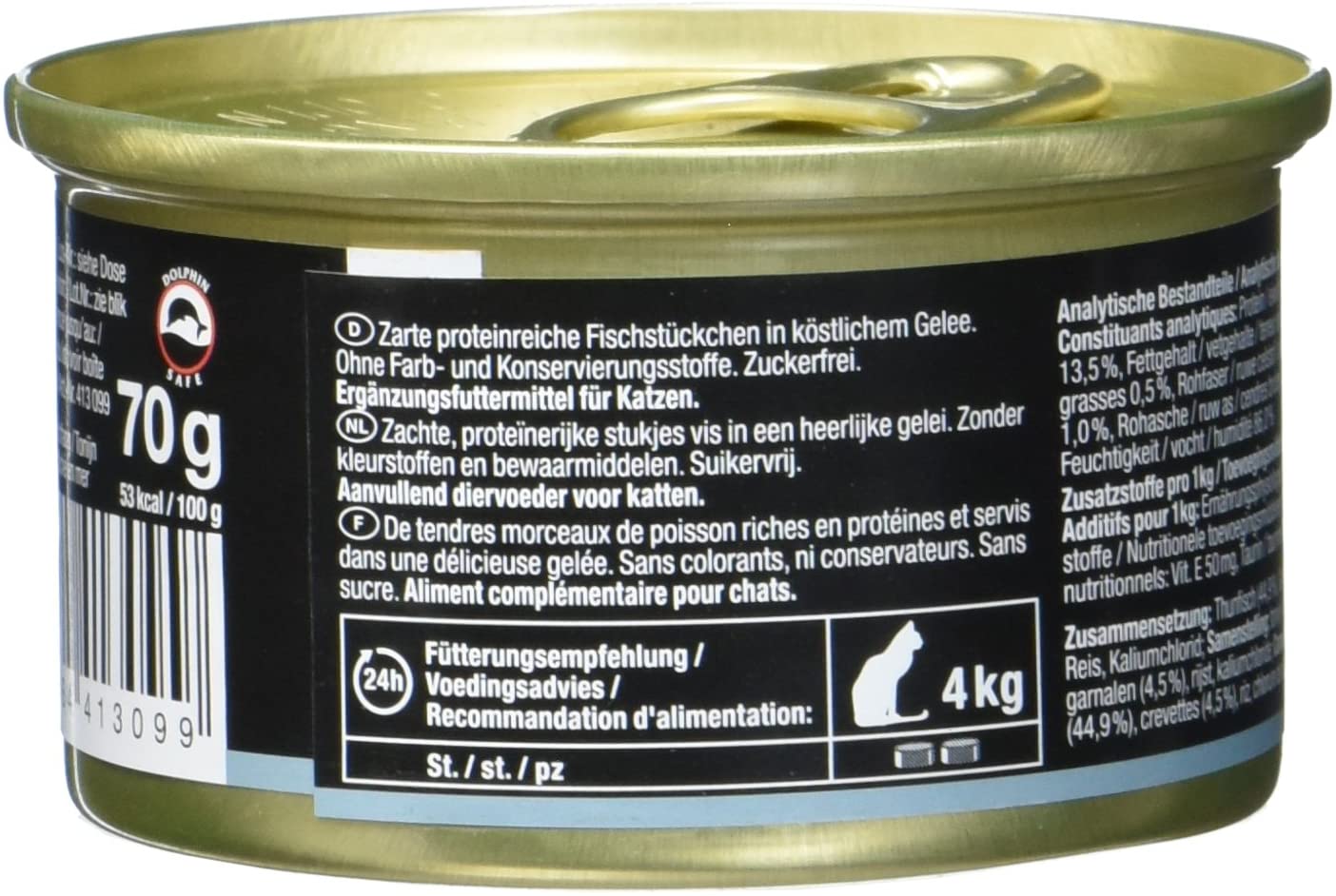  GimCat ShinyCat in Jelly – Comida para gatos con pescado en gelatina para gatos adultos – Atún con gambas – 24 latas (24 x 70 g) 