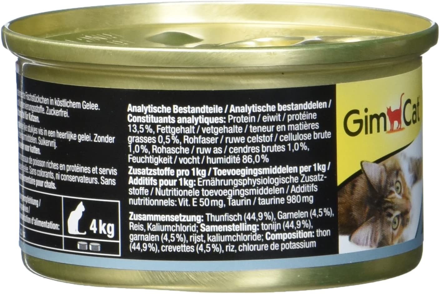  GimCat ShinyCat in Jelly – Comida para gatos con pescado en gelatina para gatos adultos – Atún con gambas – 24 latas (24 x 70 g) 