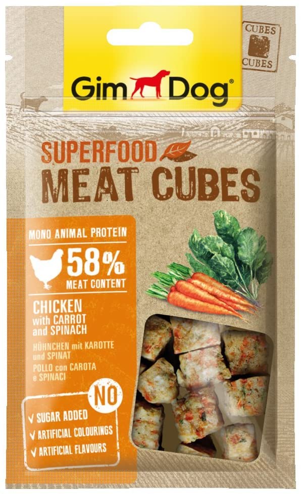  GimDog superalimentos Meat Cubes Gallina con Zanahoria y spinat 