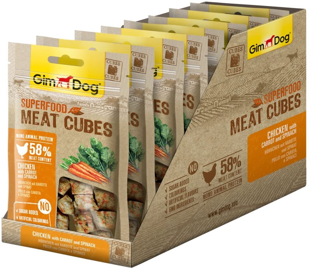  GimDog superalimentos Meat Cubes Gallina con Zanahoria y spinat 