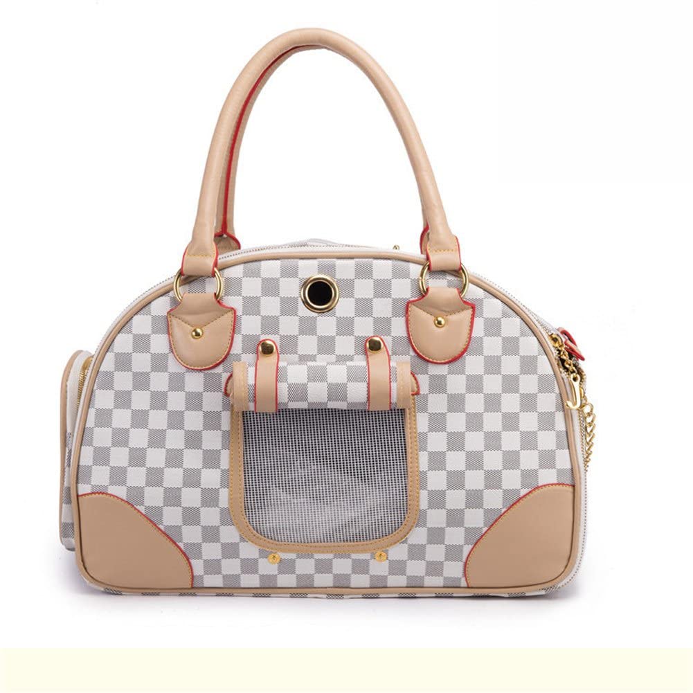  Glield Bolsa de Transporte Perros Gatos Mascotas para Viajes al Aire Libre PBB04 (White,L(16.5"x11.4"x7")) 