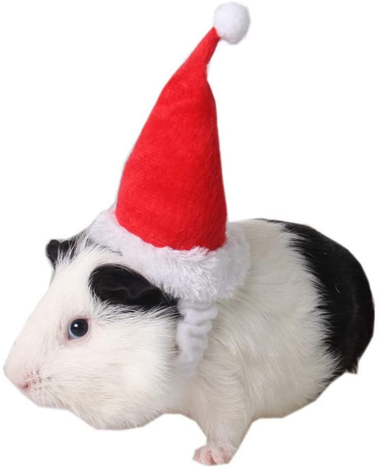  Gorro de Papá Noel para mascotas de Lailongp, conejo, hámster, cobayas, ratas, gorro de Navidad 