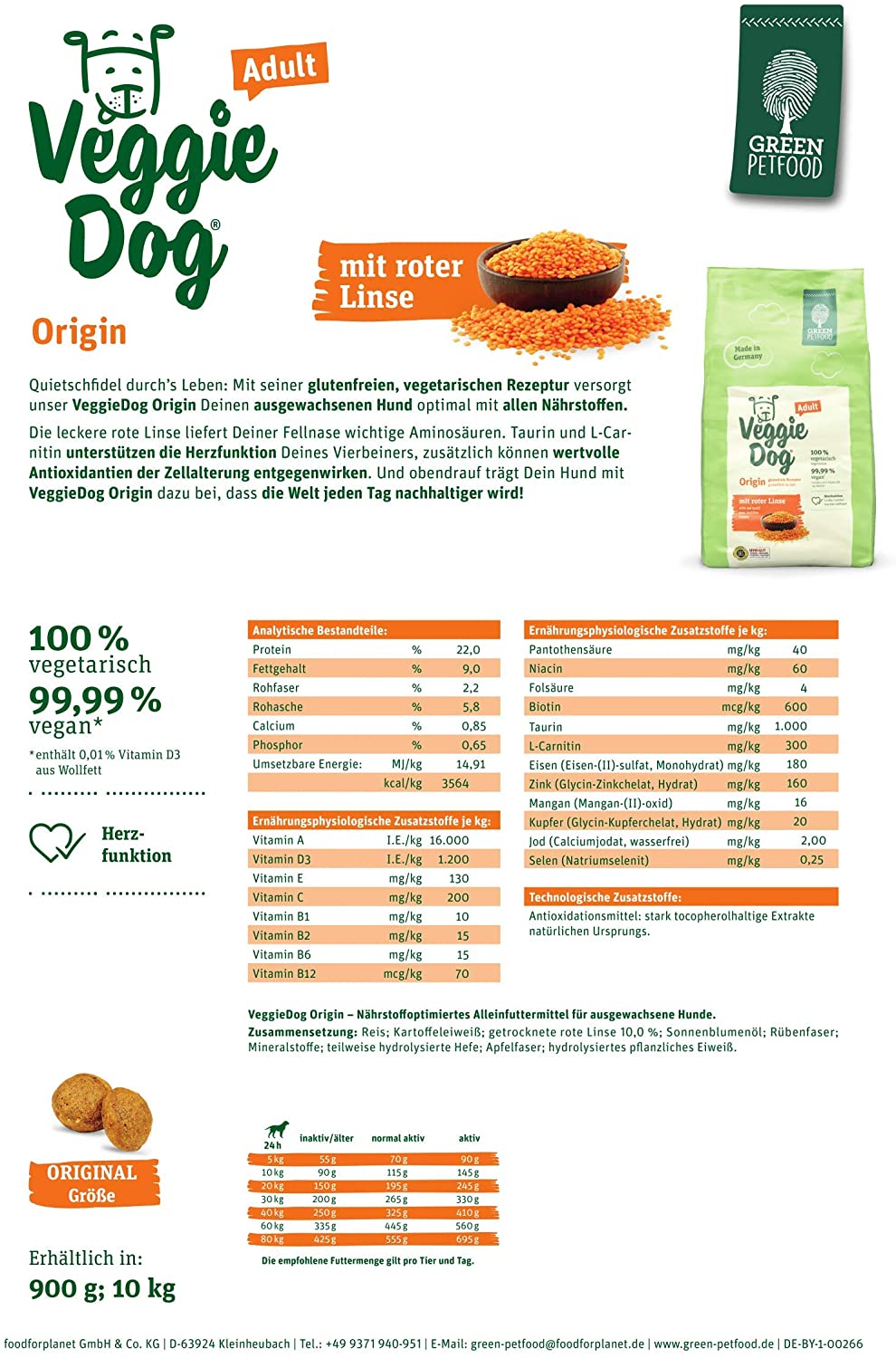  Green Petfood VeggieDog Origin Adult (1 x 10 kg) 