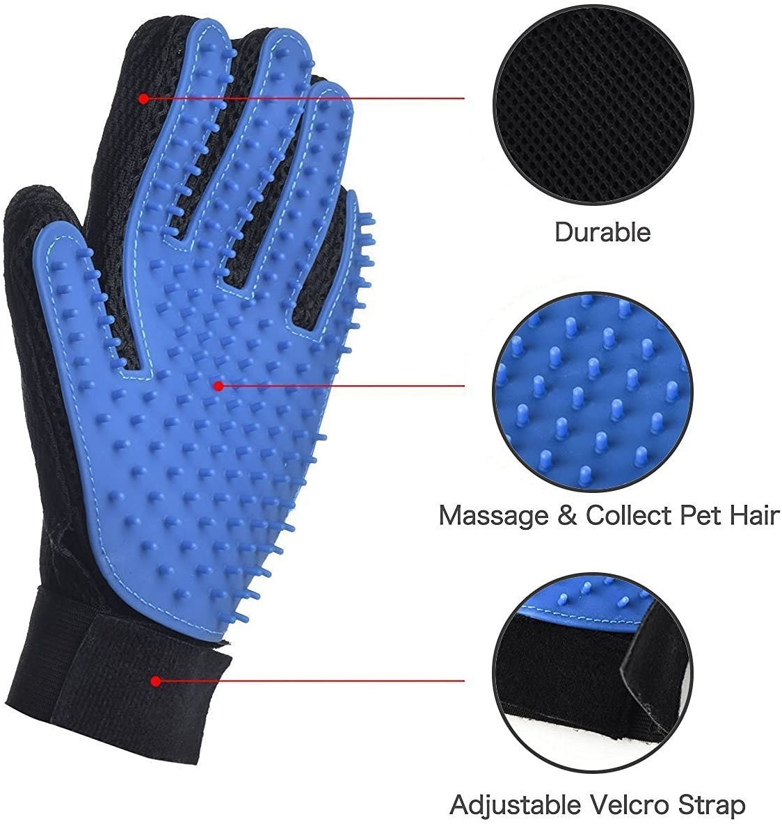  Guantes Mascotas Pelo Corto, [Nueva Versión] 1 par de Guantes de Masaje para Mascotas Limpieza Pet Grooming Glove Brush para Gatos/Perros/Conejos/Caballos con Pelo Largo y Corto (Viejo, mano derecha) 