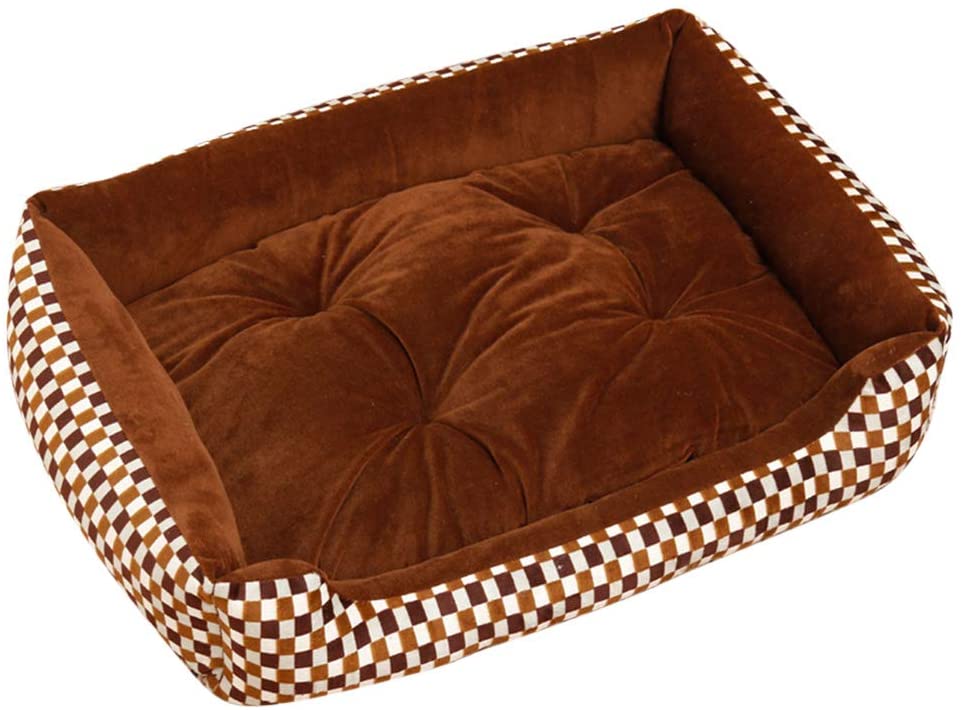  GUOCU Cama Rectangular para Mascotas Diseño de Leopardo Suave Calentar Cómodo Colchoneta para Perro Conjunto de Cuatro Piezas Beige W XS 