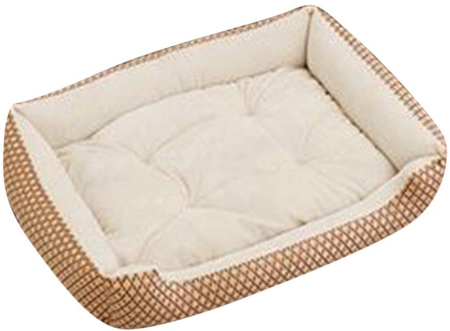  GUOCU Cama Rectangular para Mascotas Diseño de Leopardo Suave Calentar Cómodo Colchoneta para Perro Conjunto de Cuatro Piezas Beige W XS 