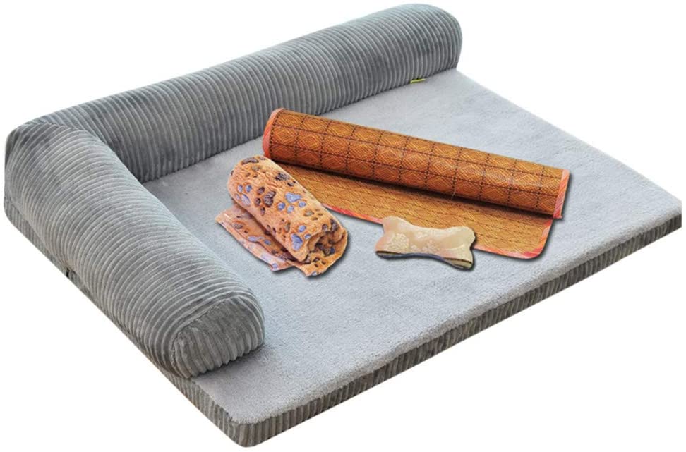  GUOCU Suministros para Mascotas Sofá Cama Rectangular con Cojín Color Sólido Lavable Cuatro Temporadas Disponibles Cama para Perros Gato Cojín Marrón L 