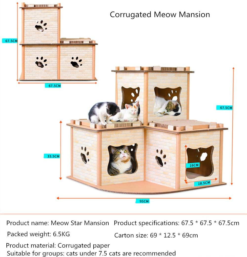  GXHGRASS Bricolaje Casa De Gato, Corrugado Mansión De Gato Casa De Gato Rectificado De Garra Marco De Escalada De Gato De Juguete, Múltiples Plataformas De Observación, para Gatos De hasta 7.5 Kg 