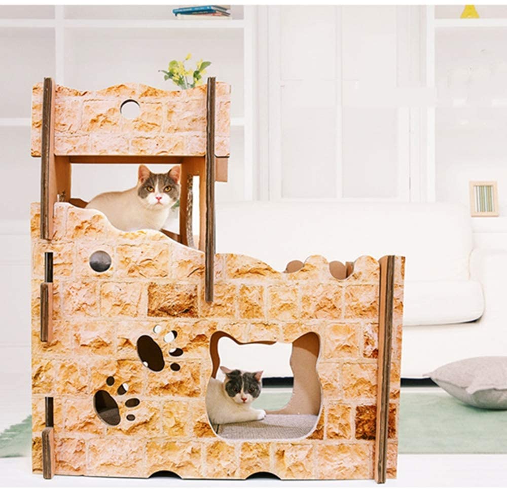  GXHGRASS Nido De Gato De Bricolaje, Papel Corrugado Nido De Gato Casa De Garras De Molienda Cat Scratcher Nido De Gato Trepador, Diseño De Múltiples Capas, Fit Gato Múltiple Al Mismo Tiempo Jugar 