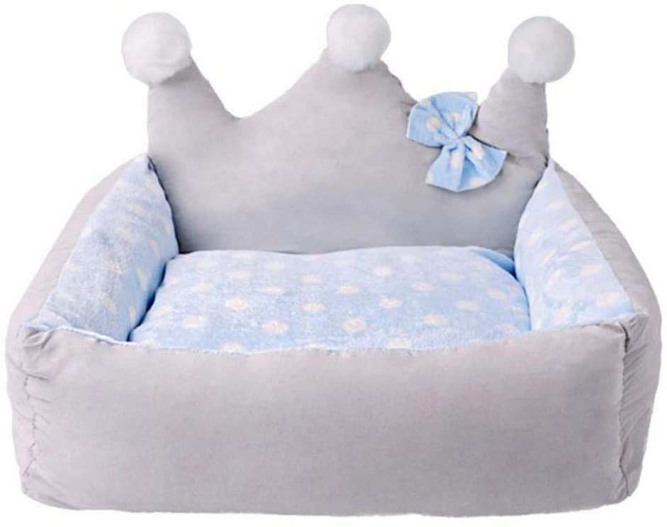  GZXYYY Forma de la Corona de la Cama del Perro con el Arco del Invierno Perro de Peluche Lindo Perro de la Manera pequeña Cama del Animal doméstico 50 * 45 * 25cm, S 