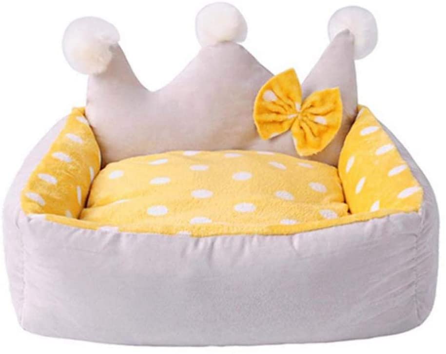  GZXYYY Forma de la Corona de la Cama del Perro con el Arco del Invierno Perro de Peluche Lindo Perro de la Manera pequeña Cama del Animal doméstico 50 * 45 * 25cm, S 