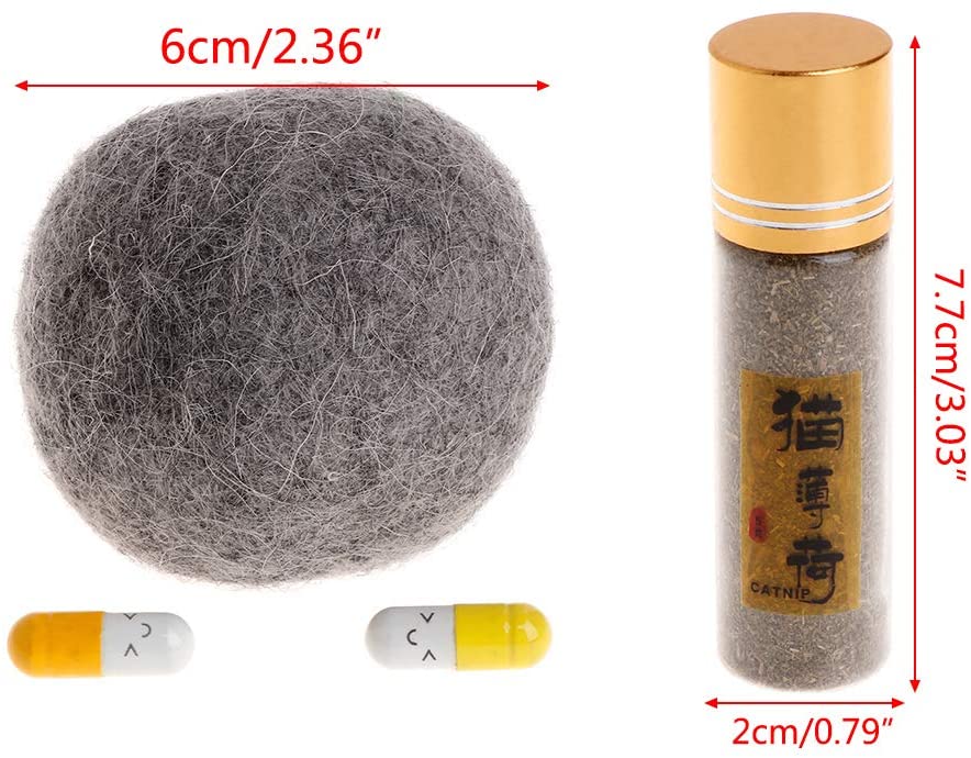  haia7k4k Pelota de Juguete para Gatos, Pelotas de Fieltro de Menta para Gatos, aditivo Natural, Polvos de Menta, Gatitos para Jugar con golosinas, masajes saludables, Dientes limpios 