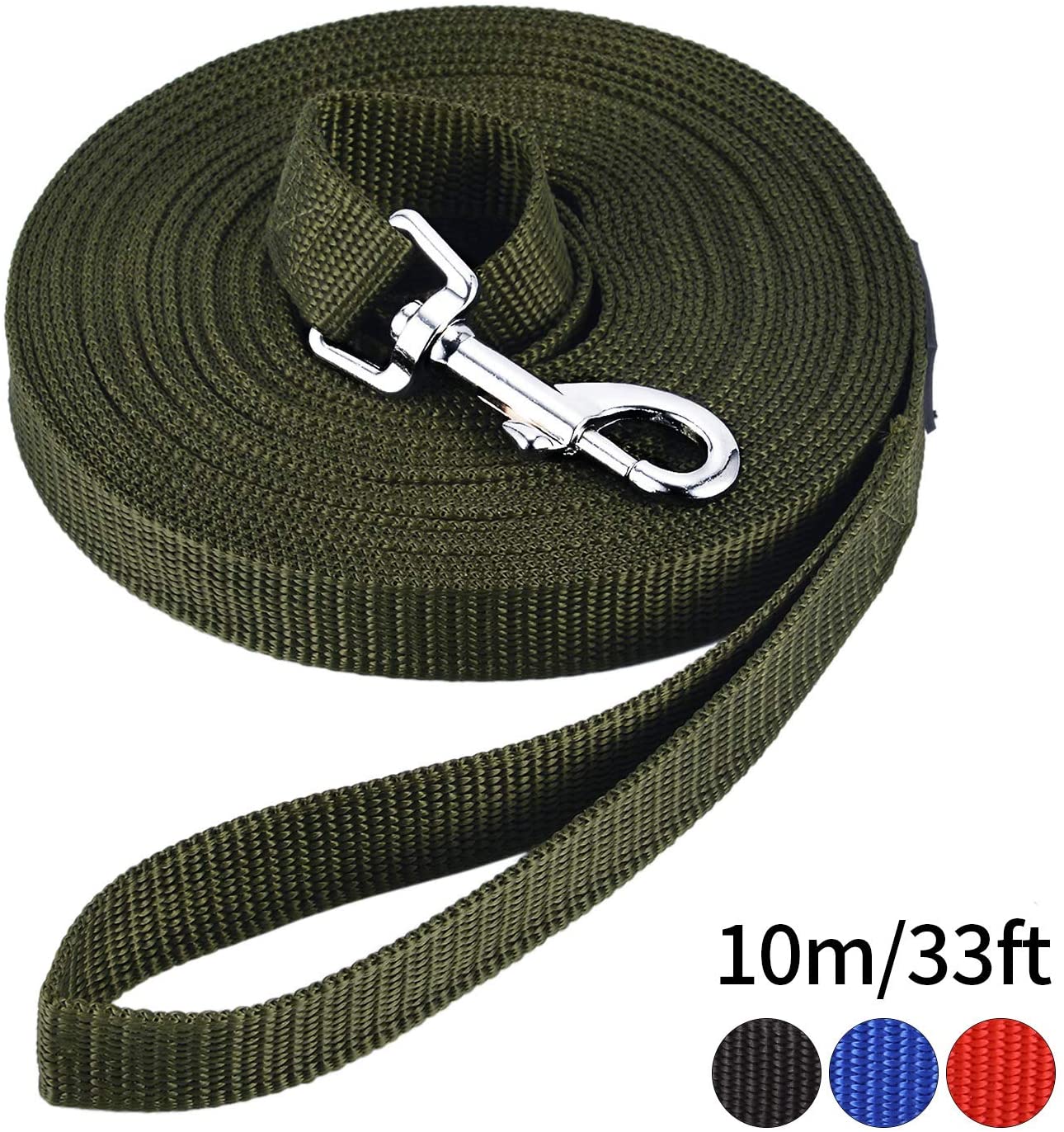  HAPPY HACHI Correa de Adiestramiento para Perros Larga Correas Nylon Resistente para Camping Paseo Longitud 10m Verde 