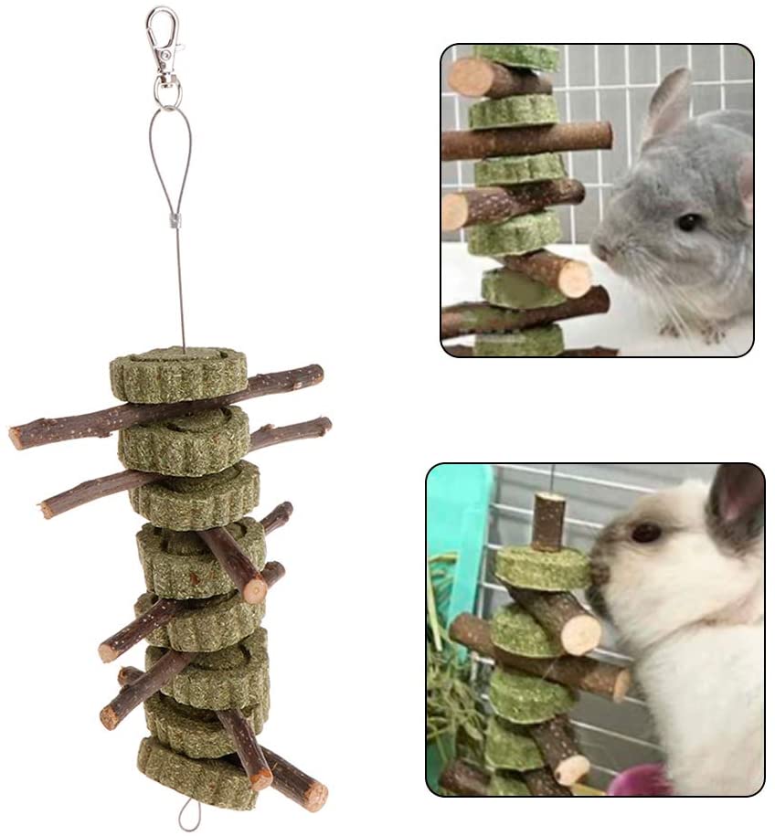  Haven shop - Juguetes para moler Dientes de Mascota, Juguete para Mascotas, Rama de árbol, Hierba Natural, hámster y Conejo, Chinchilla, pequeños Suministros para Animales 