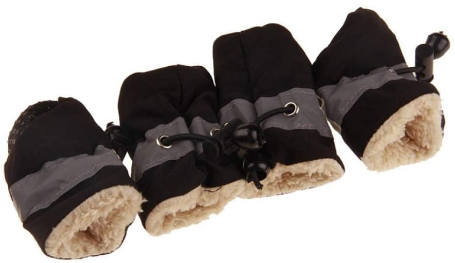  HCBDQQ Botas para Perros para Mascotas Zapatos Impermeables Antideslizantes para Perros Botas para Perros Antideslizantes Botas para Nieve CáLidas De Invierno para Mascotas 4 