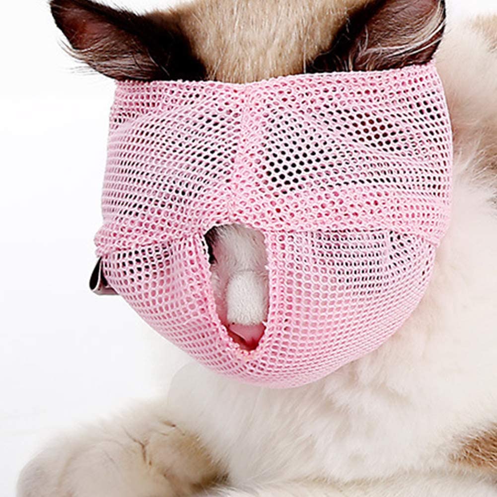  Hemore - Bozal Multifuncional para Gato antibita, Transpirable, para Mascotas, para Evitar Que los Gatos se muevan y masticen, Talla L, Color Rosa 