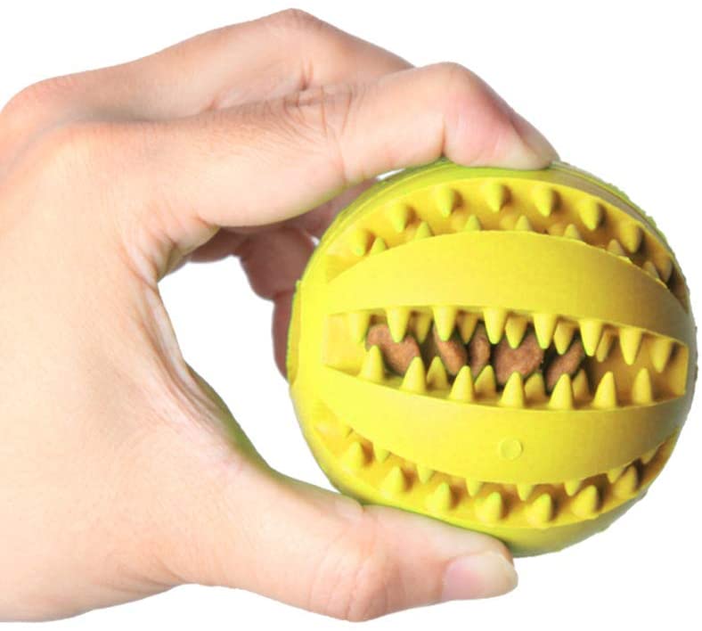  Hirkase Perro, Mascota Juguete Bola Golden Retriever Teddy Molar Perro Cachorro Pelota de Goma elástica Grande no tóxica (Amarillo M diámetro 7 cm) 