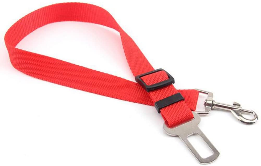  Hosaire Cinturón de Seguridad para Perros,Cinturón Ajustable de Nylon para Trasportar Mascotas de Viajes Cinturón de Perros de Asiento de Coche Color Rojo 