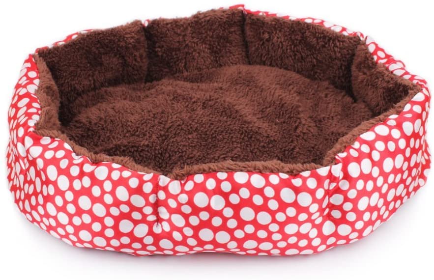  Hosaire Mascotas Mat - Perro y Gato Caliente Suave Camas para Mascotas Almohada Cama Cachorro Sofa Sofa Mat Perrera Pad Tamano 36X30X10CM Color Rosa+Punto 