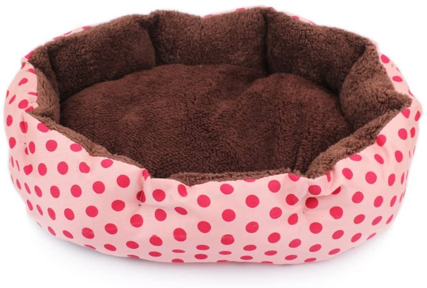  Hosaire Mascotas Mat - Perro y Gato Caliente Suave Camas para Mascotas Almohada Cama Cachorro Sofa Sofa Mat Perrera Pad Tamano 36X30X10CM Color Rosa+Punto 