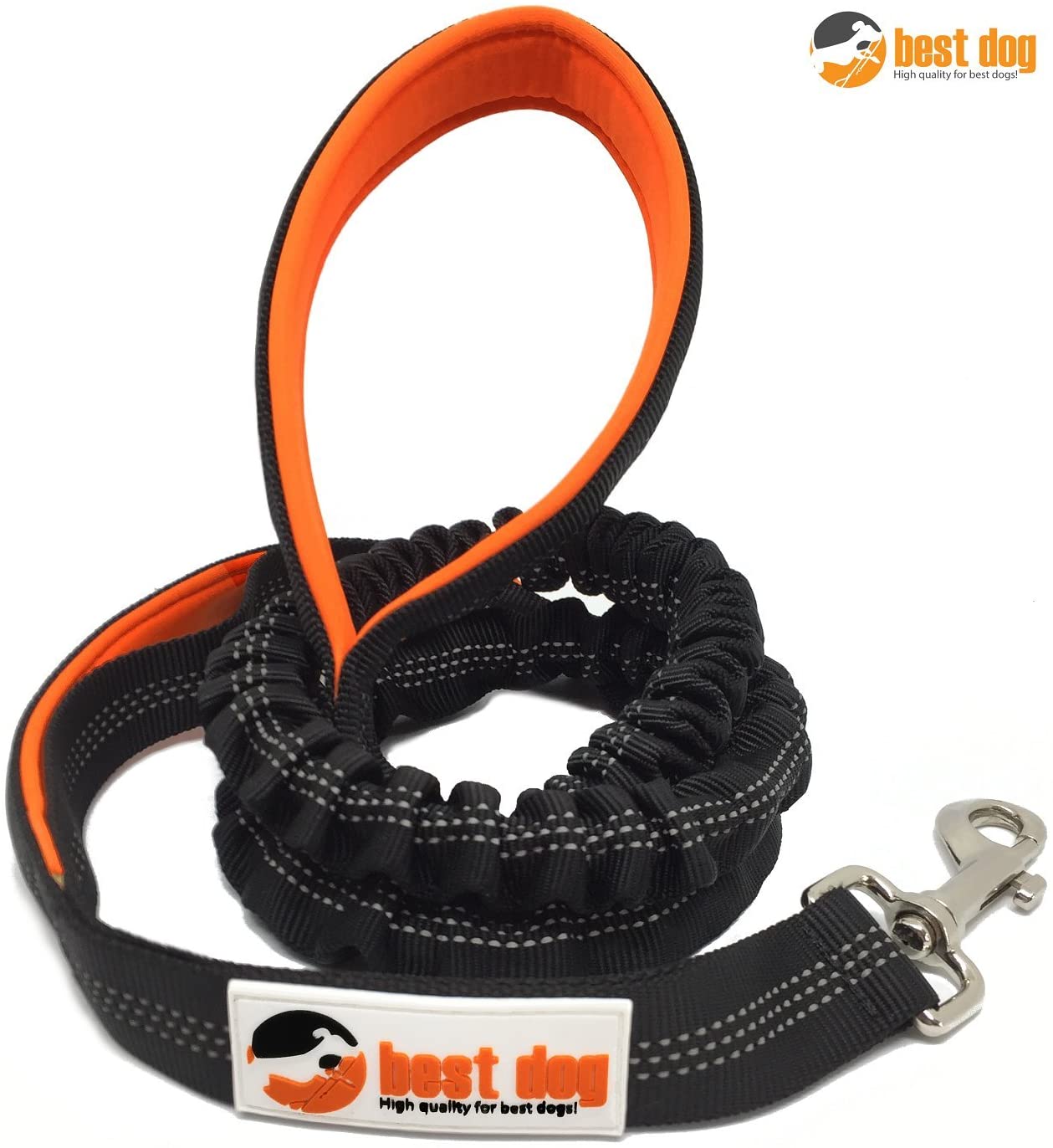  Hundeleine Best Dog reflektierend con Ruckdämpfer para grandes perros - con Neopren-Griffen blandas. 