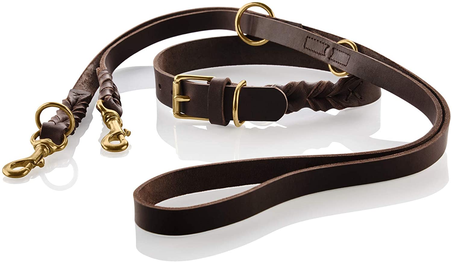  HUNTER 66857 Sansibar Solid - Collar para Perros (Cuero, Trenzado, Robusto, Elegante, 40 cm), Color marrón Oscuro 