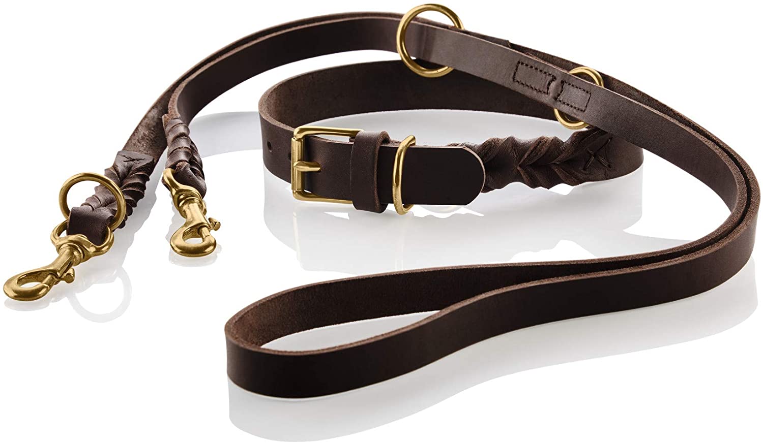  HUNTER 66859 Sansibar Solid - Collar para Perros (Cuero, Trenzado, Robusto, Elegante, 50 cm), Color marrón Oscuro 