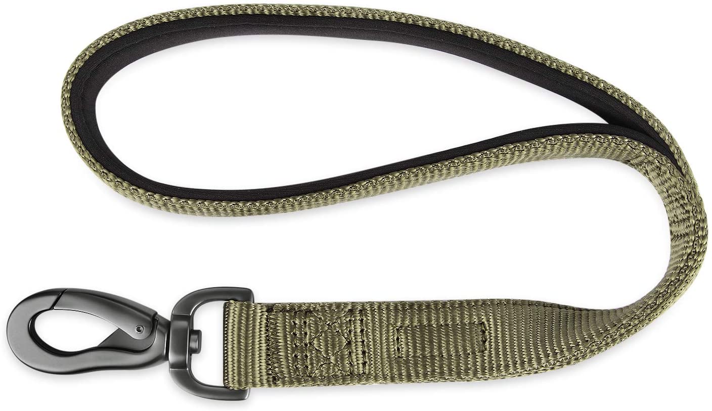  Hyhug Premium actualizado Correa Corta de Nylon Resistente de 45,7 cm de Largo con asa Acolchada cómoda y Clip Resistente para Perros Grandes, medianos, para niños y niñas. (Verde Militar) 