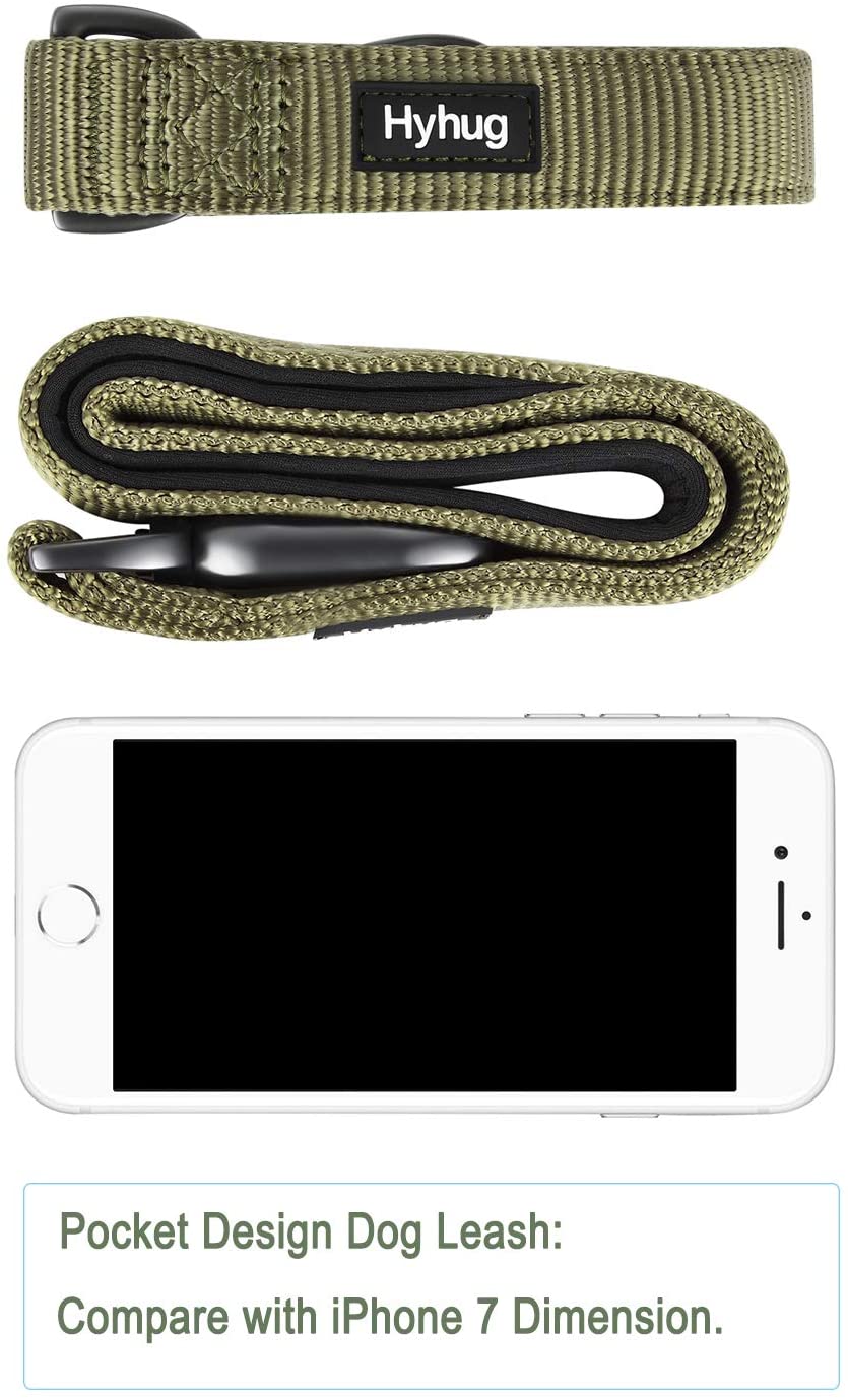  Hyhug Premium actualizado Correa Corta de Nylon Resistente de 45,7 cm de Largo con asa Acolchada cómoda y Clip Resistente para Perros Grandes, medianos, para niños y niñas. (Verde Militar) 