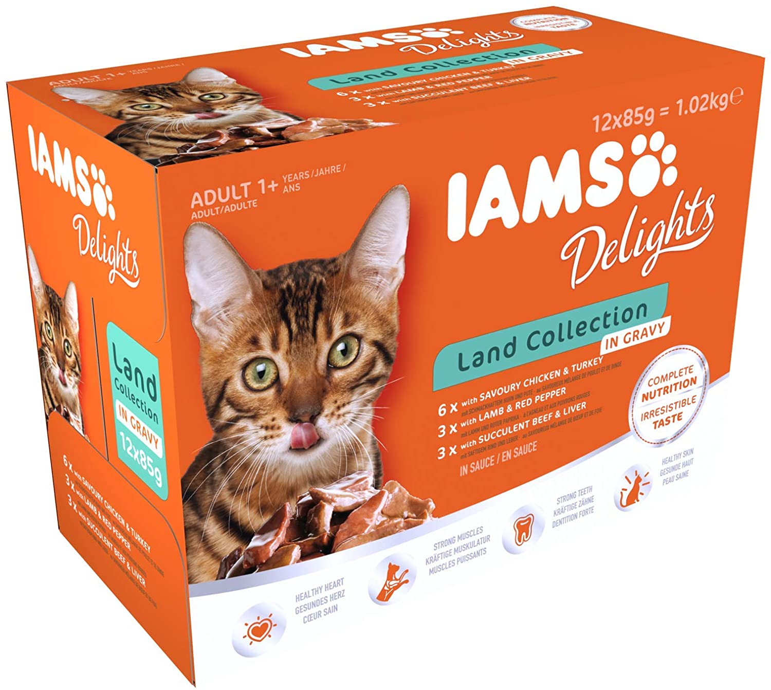  IAMS Delights Gato Adulto Colección Tierra en Salsa [1,02 kg] 