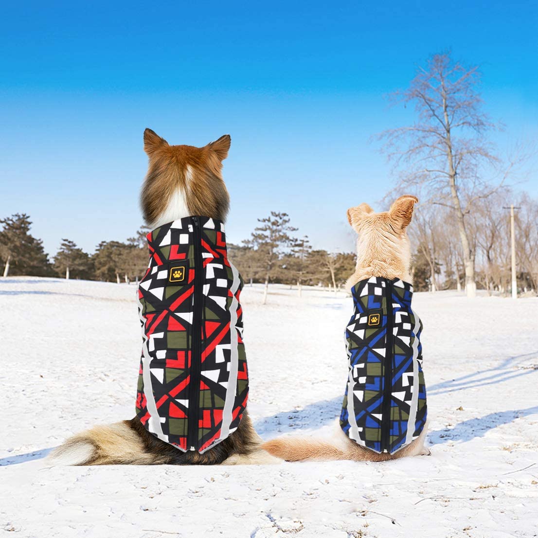  Idepet Chaqueta para perros, abrigos para perros cálidos Chaquetas para perros pequeñas, medianas y grandes Chaleco para nieve a prueba de viento Ropa para perros Traje con orificio para arnés 