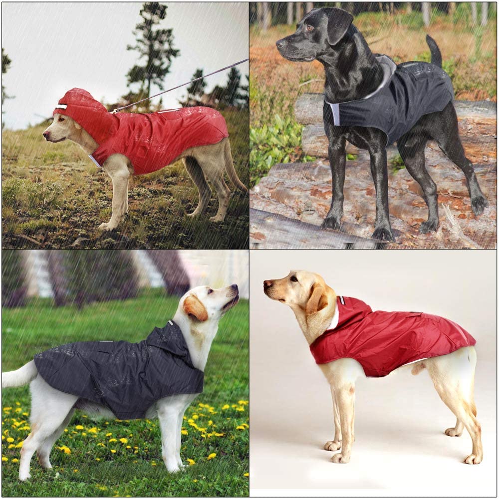  Idepet Chubasquero para perros con capucha y cuello,Poncho impermeable para lluvia para perros Chaqueta de lluvia para perros Sudaderas a prueba de viento perros pequeños, medianos y grandes 