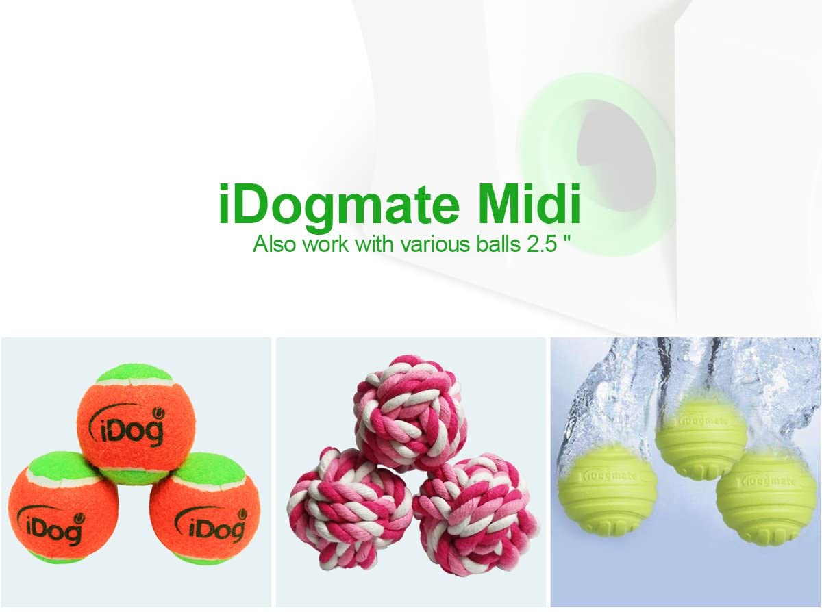  iDogmate Pelota Lanzador, Midi Rechargable Automático Bola Lanzador Ball Thrower con 3 Pelotas para Grande Perros 